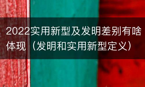2022实用新型及发明差别有啥体现（发明和实用新型定义）