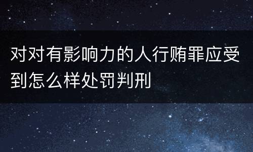 对对有影响力的人行贿罪应受到怎么样处罚判刑