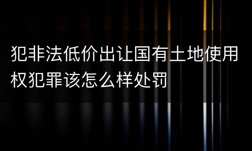犯非法低价出让国有土地使用权犯罪该怎么样处罚