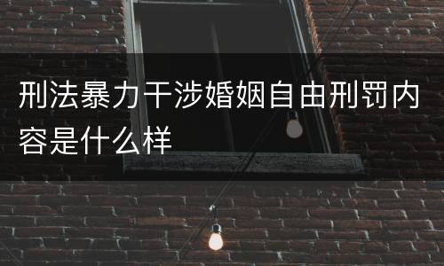 刑法暴力干涉婚姻自由刑罚内容是什么样