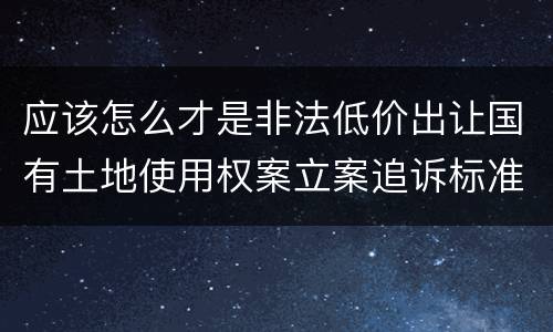 应该怎么才是非法低价出让国有土地使用权案立案追诉标准