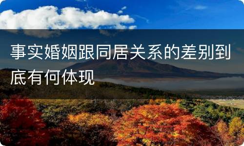 事实婚姻跟同居关系的差别到底有何体现