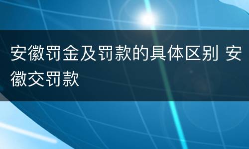 安徽罚金及罚款的具体区别 安徽交罚款