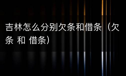 吉林怎么分别欠条和借条（欠条 和 借条）