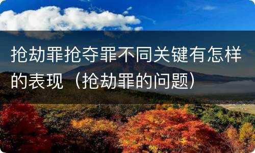 抢劫罪抢夺罪不同关键有怎样的表现（抢劫罪的问题）