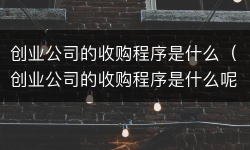 创业公司的收购程序是什么（创业公司的收购程序是什么呢）