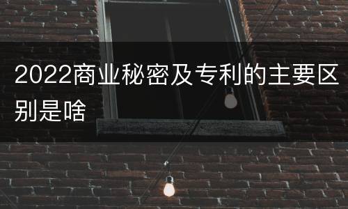 2022商业秘密及专利的主要区别是啥