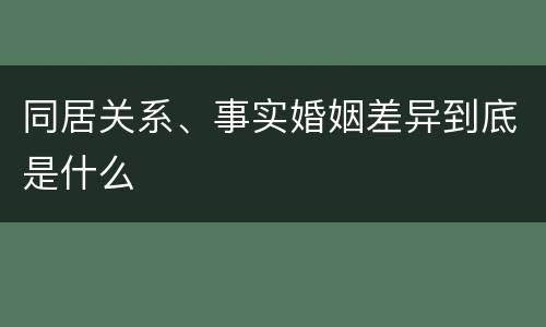 同居关系、事实婚姻差异到底是什么