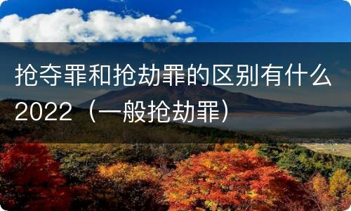 抢夺罪和抢劫罪的区别有什么2022（一般抢劫罪）