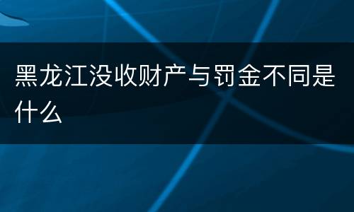 黑龙江没收财产与罚金不同是什么