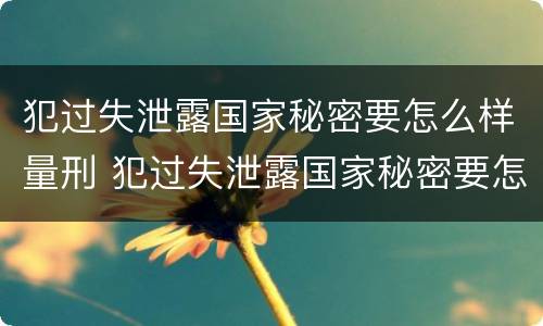 犯过失泄露国家秘密要怎么样量刑 犯过失泄露国家秘密要怎么样量刑呢
