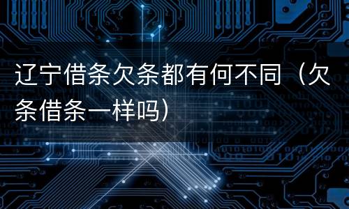 辽宁借条欠条都有何不同（欠条借条一样吗）