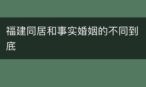 福建同居和事实婚姻的不同到底
