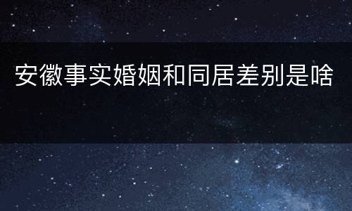 安徽事实婚姻和同居差别是啥