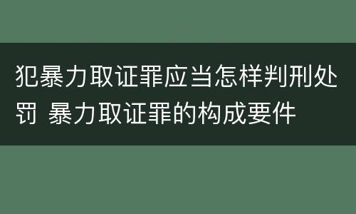 犯暴力取证罪应当怎样判刑处罚 暴力取证罪的构成要件