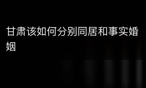 甘肃该如何分别同居和事实婚姻