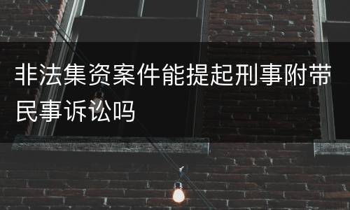 非法集资案件能提起刑事附带民事诉讼吗