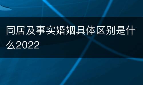 同居及事实婚姻具体区别是什么2022