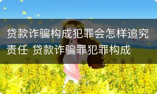 贷款诈骗构成犯罪会怎样追究责任 贷款诈骗罪犯罪构成