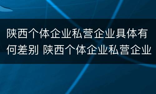 陕西个体企业私营企业具体有何差别 陕西个体企业私营企业具体有何差别呢