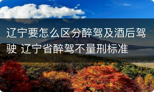 辽宁要怎么区分醉驾及酒后驾驶 辽宁省醉驾不量刑标准
