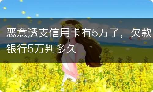 恶意透支信用卡有5万了，欠款银行5万判多久