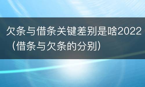 欠条与借条关键差别是啥2022（借条与欠条的分别）