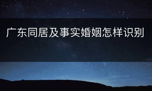 广东同居及事实婚姻怎样识别