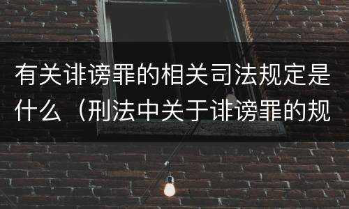 有关诽谤罪的相关司法规定是什么（刑法中关于诽谤罪的规定）