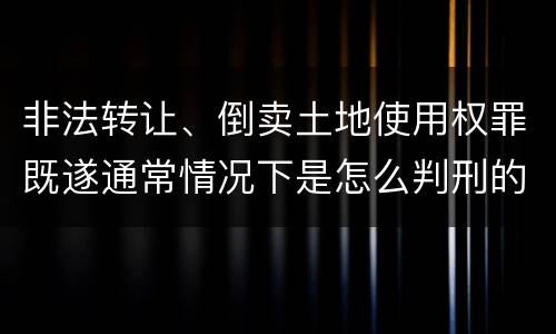 非法转让、倒卖土地使用权罪既遂通常情况下是怎么判刑的