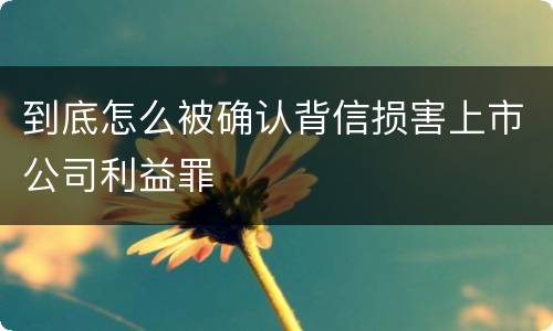 到底怎么被确认背信损害上市公司利益罪