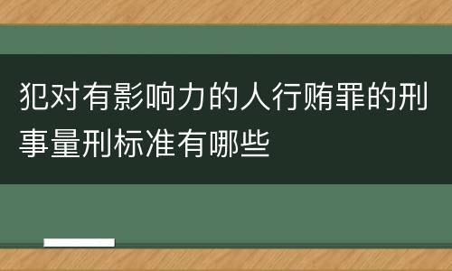 犯对有影响力的人行贿罪的刑事量刑标准有哪些