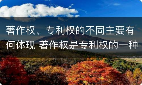 著作权、专利权的不同主要有何体现 著作权是专利权的一种吗