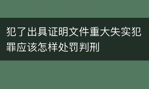 犯了出具证明文件重大失实犯罪应该怎样处罚判刑