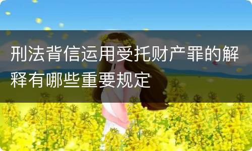 刑法背信运用受托财产罪的解释有哪些重要规定