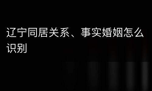 辽宁同居关系、事实婚姻怎么识别