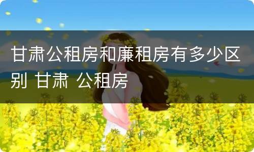 甘肃公租房和廉租房有多少区别 甘肃 公租房