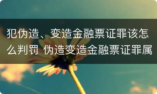 犯伪造、变造金融票证罪该怎么判罚 伪造变造金融票证罪属于金融诈骗罪吗