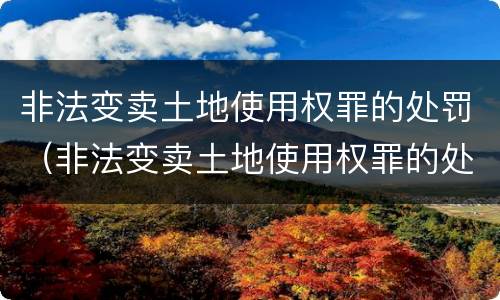非法变卖土地使用权罪的处罚（非法变卖土地使用权罪的处罚规定）