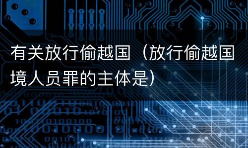 有关放行偷越国（放行偷越国境人员罪的主体是）