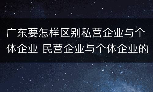 广东要怎样区别私营企业与个体企业 民营企业与个体企业的区别