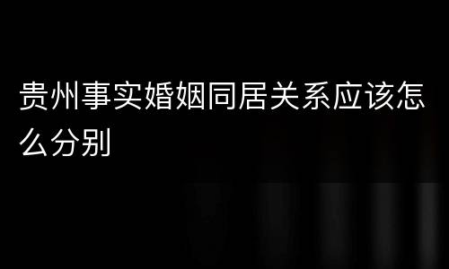 贵州事实婚姻同居关系应该怎么分别