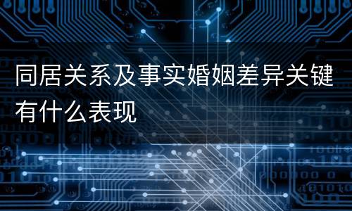 同居关系及事实婚姻差异关键有什么表现