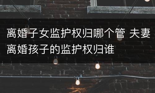 离婚子女监护权归哪个管 夫妻离婚孩子的监护权归谁