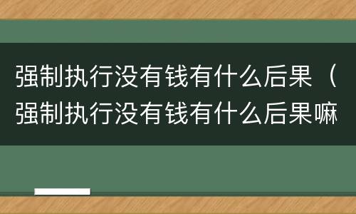强制执行没有钱有什么后果（强制执行没有钱有什么后果嘛）