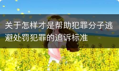 关于怎样才是帮助犯罪分子逃避处罚犯罪的追诉标准