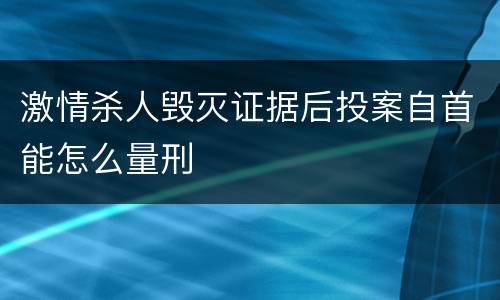 激情杀人毁灭证据后投案自首能怎么量刑