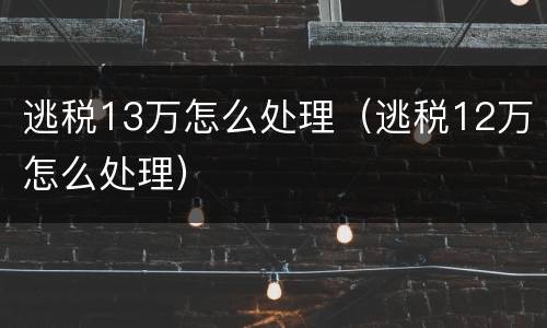 逃税13万怎么处理（逃税12万怎么处理）