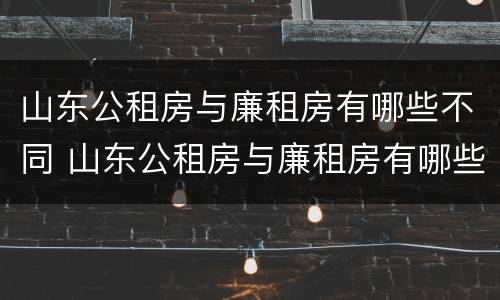 山东公租房与廉租房有哪些不同 山东公租房与廉租房有哪些不同之处