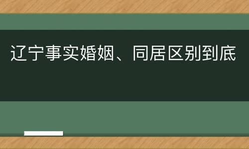 辽宁事实婚姻、同居区别到底